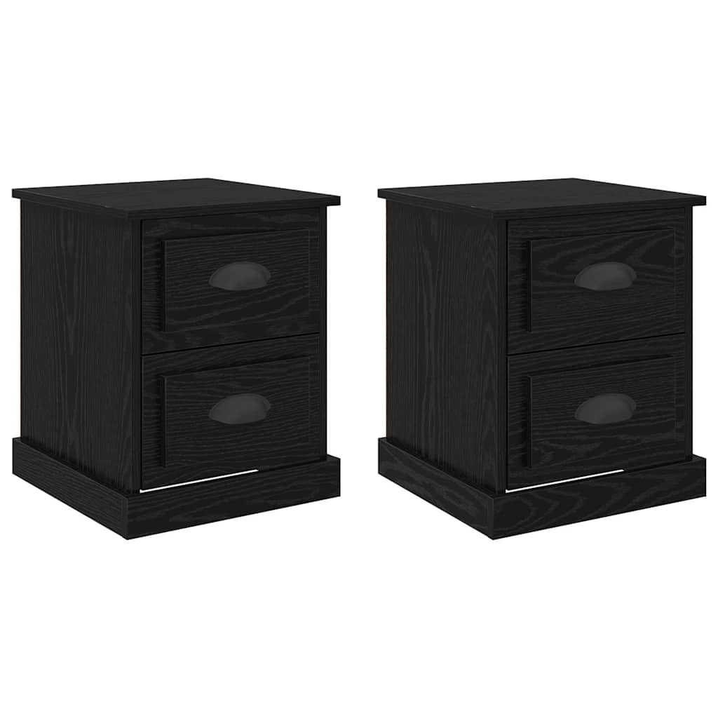 vidaXL Bedside Cabinet 2 pcs Black Oak 39 x 39 x 47.5 cm 2