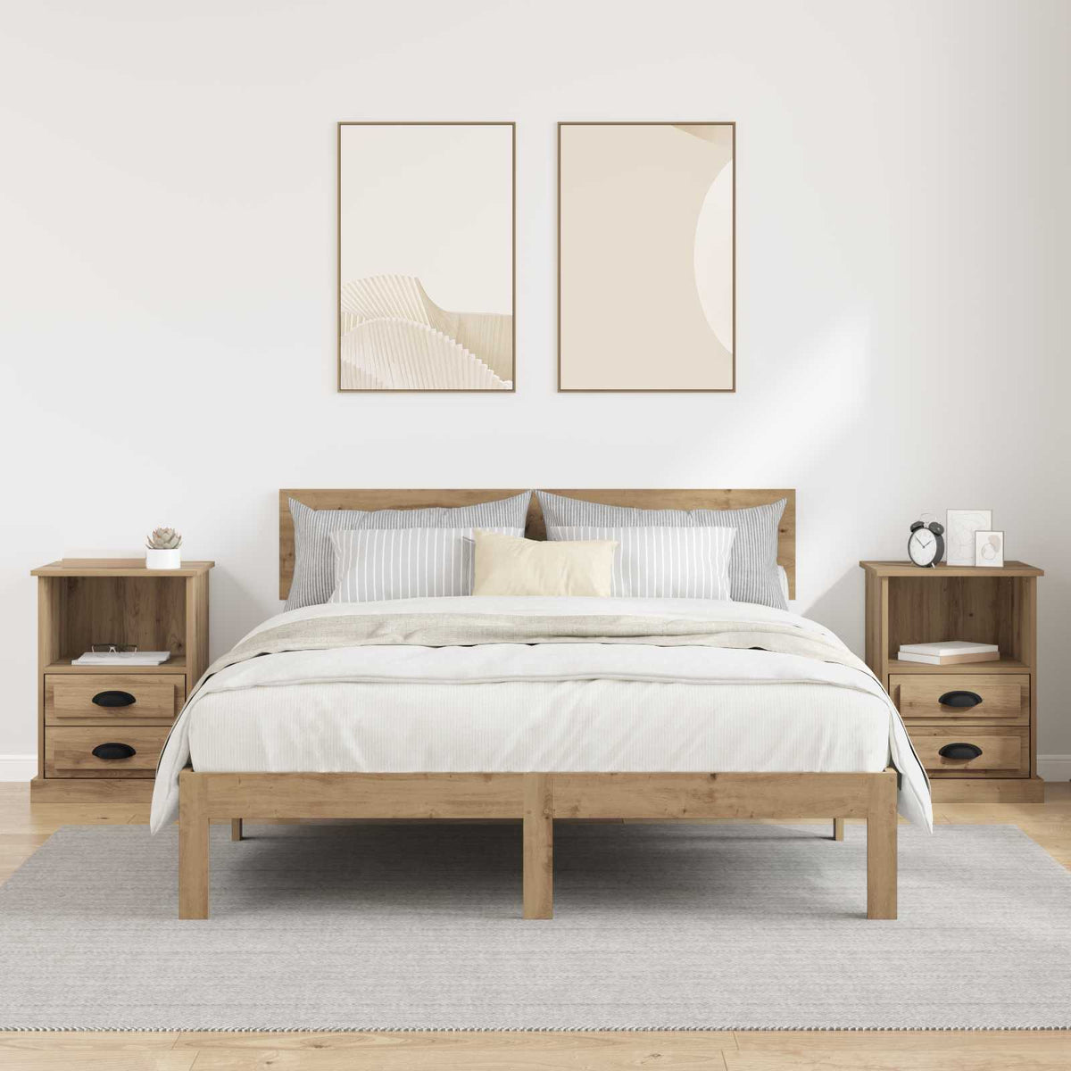 vidaXL Bedside Cabinet 2 pcs Artisan Oak 36 x 43 x 60 cm 4