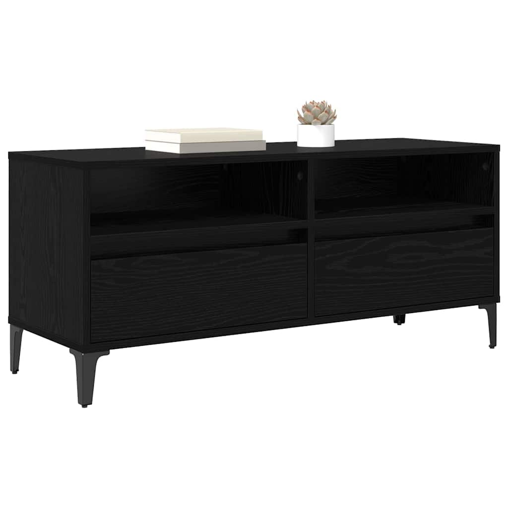 vidaXL TV Cabinet with Drawer Black Oak 100 x 34.5 x 44.5 cm 3