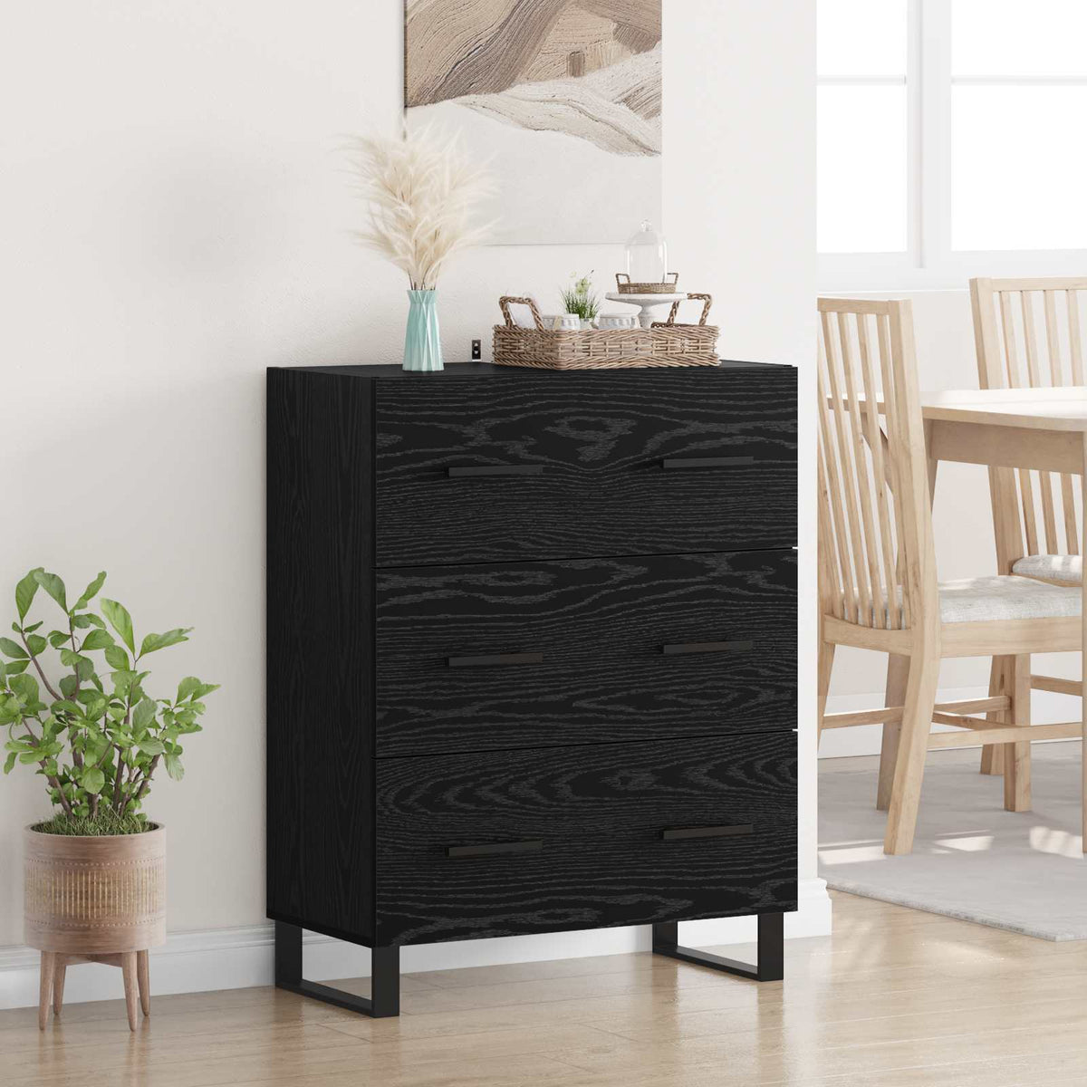 Sideboard 69,5x34x90 cm Engineered Wood Black oak