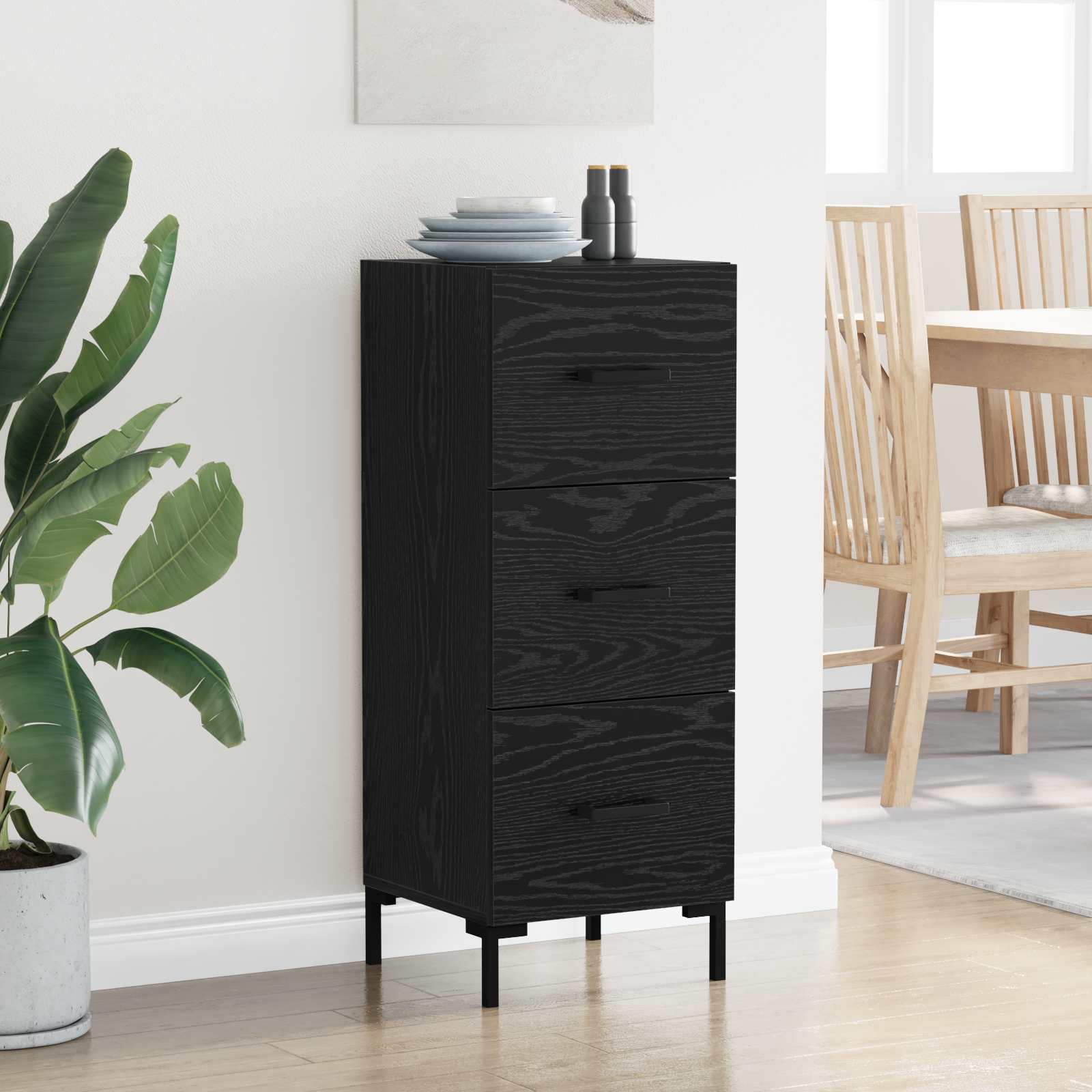 vidaXL Sideboard Black Oak 34.5 x 34 x 90 cm Engineered Wood 4