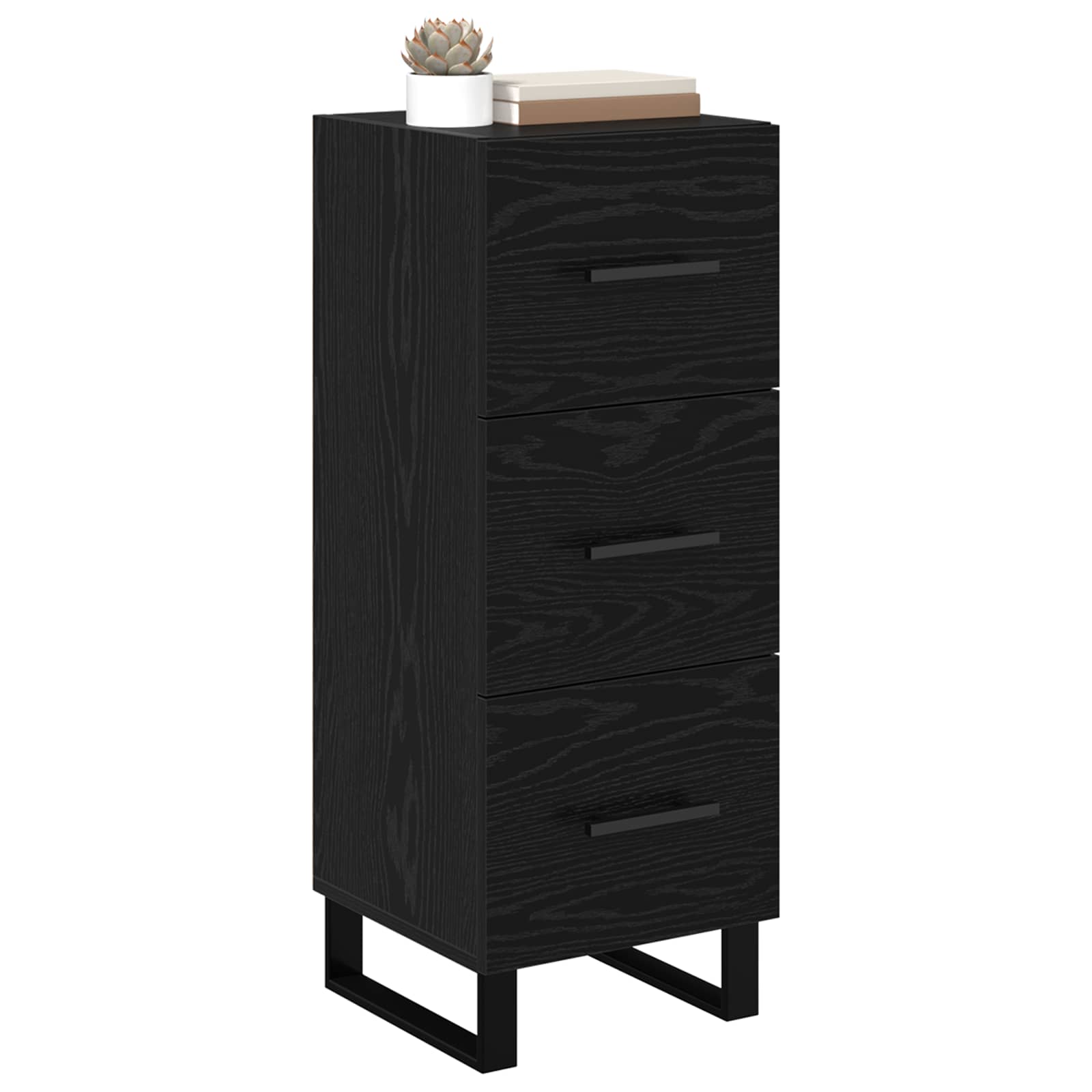 vidaXL Sideboard Black Oak 34.5 x 34 x 90 cm Engineered Wood and Iron 3