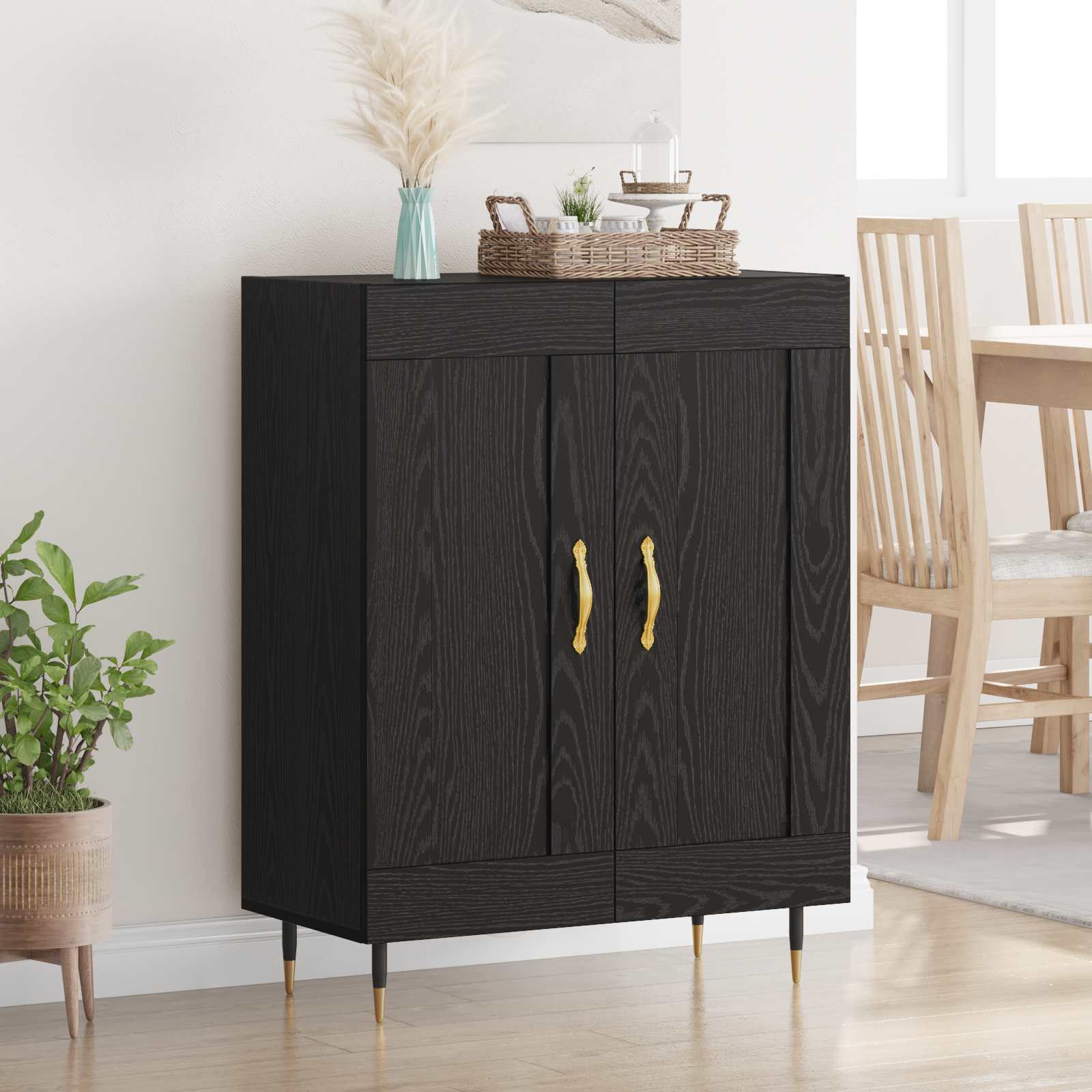 vidaXL Sideboard Black Oak 69.5 x 34 x 90 cm Engineered Wood 1