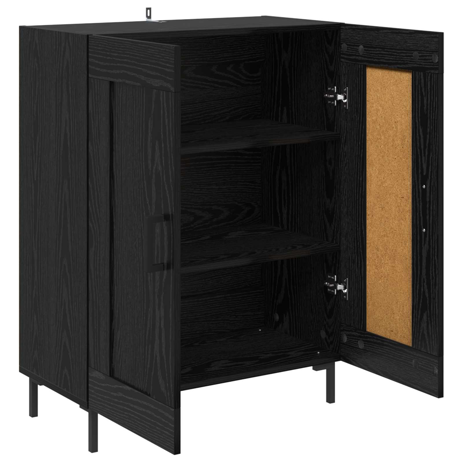 vidaXL Sideboard Black Oak 69.5 x 34 x 90 cm Engineered Wood and Iron 5