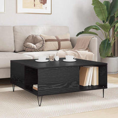 vidaXL Coffee Table Black Oak 80 x 80 x 36.5 cm Engineered Wood 4