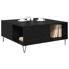 vidaXL Coffee Table Black Oak 80 x 80 x 36.5 cm Engineered Wood 3