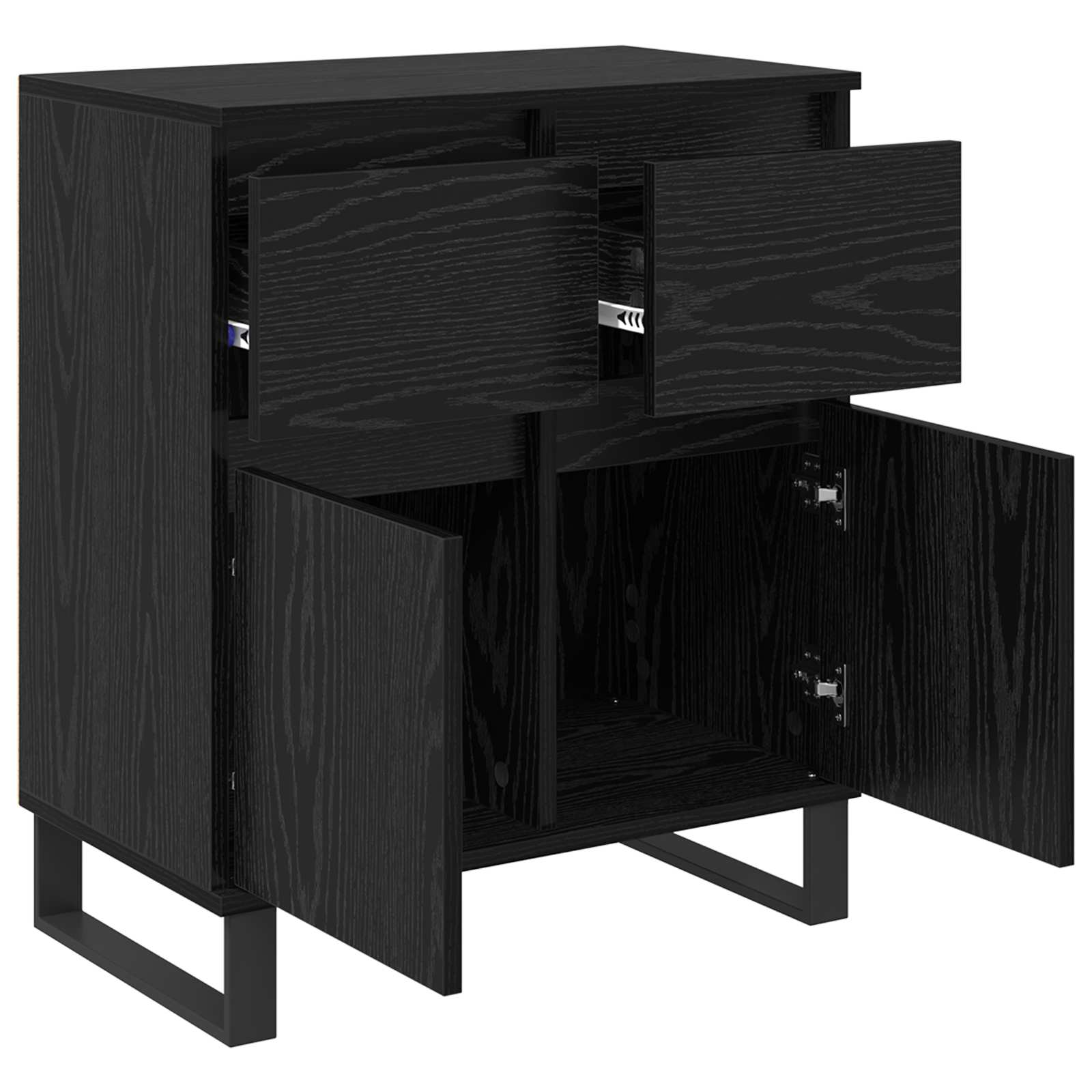 vidaXL Sideboard Black Oak 60 x 35 x 70 cm Engineered Wood and Iron 5