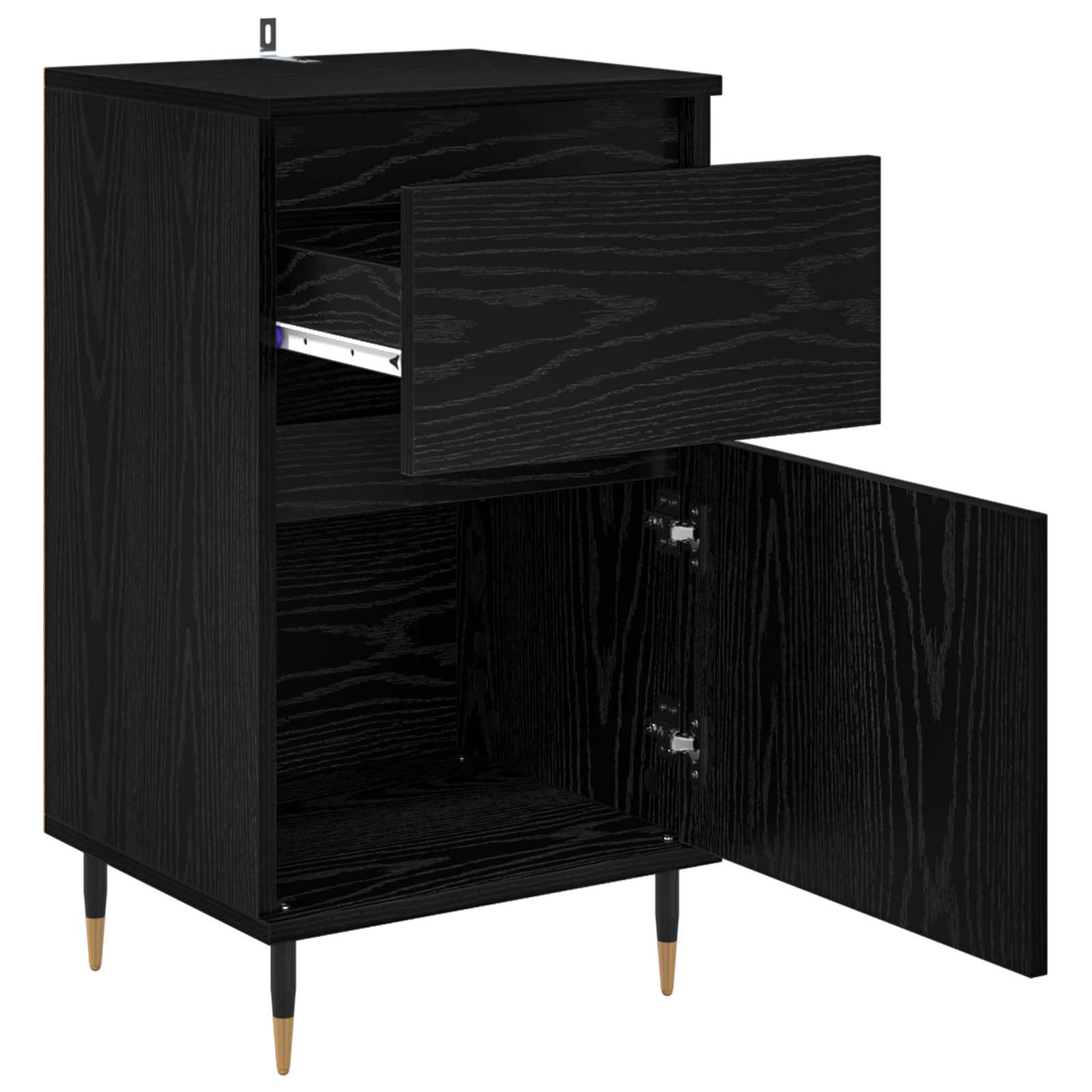 vidaXL Sideboard Black Oak 40 x 35 x 70 cm Engineered Wood and Iron 5