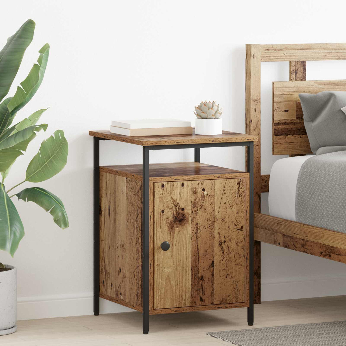 Bedside Cabinet Engineered Wood in Old Wood