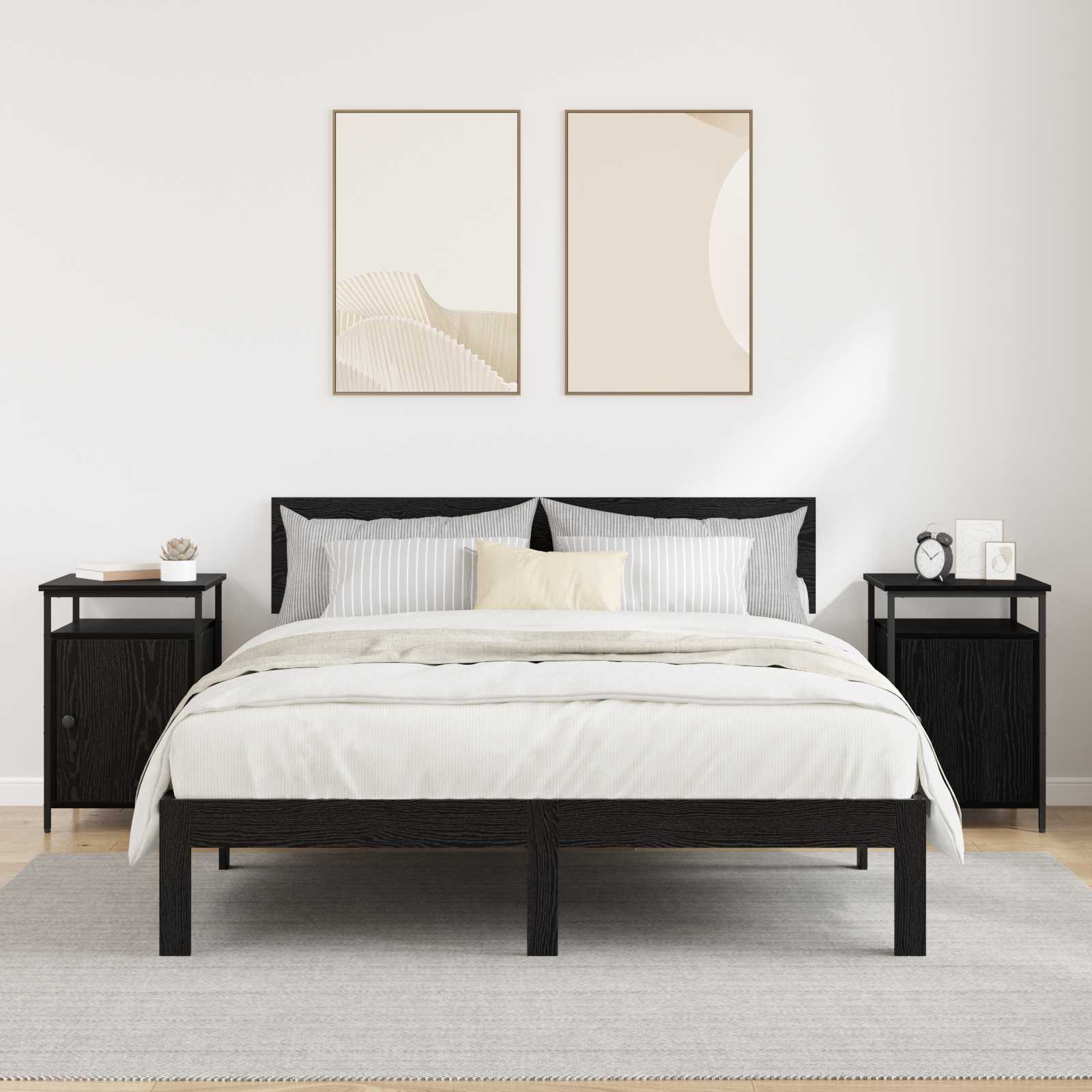 vidaXL Bedside Cabinet 2 pcs Black Oak 40 x 42 x 60cm Engineered Wood 4