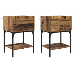 vidaXL Bedside Table 2 pcs Old Wood 40 x 29 x 60 cm Engineered Wood 2