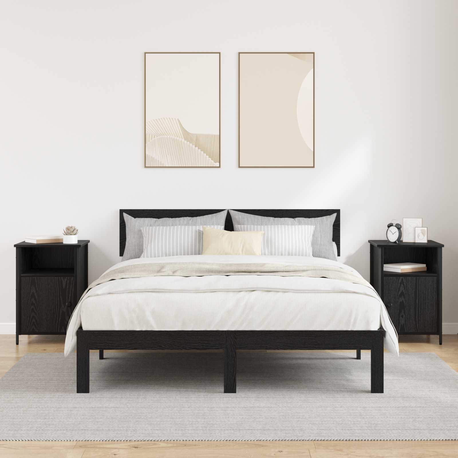 vidaXL Bedside Cabinet 2 pcs Black Oak 40 x 42 x 60 cm Engineered Wood 4