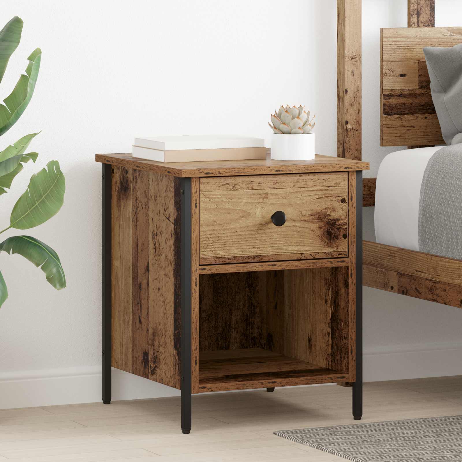 vidaXL Bedside Cabinet Old Wood 40 x 42 x 50 cm Engineered Wood 1