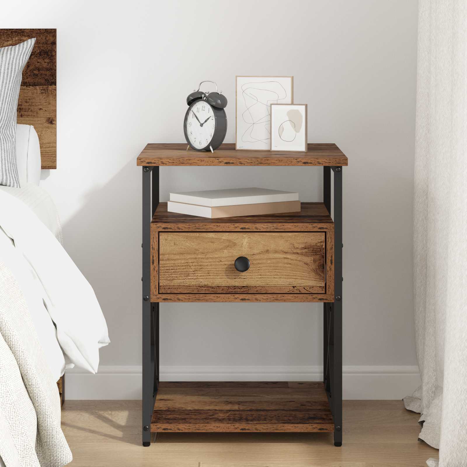 vidaXL Bedside Cabinet Old Wood 40 x 42 x 55 cm Engineered Wood 4