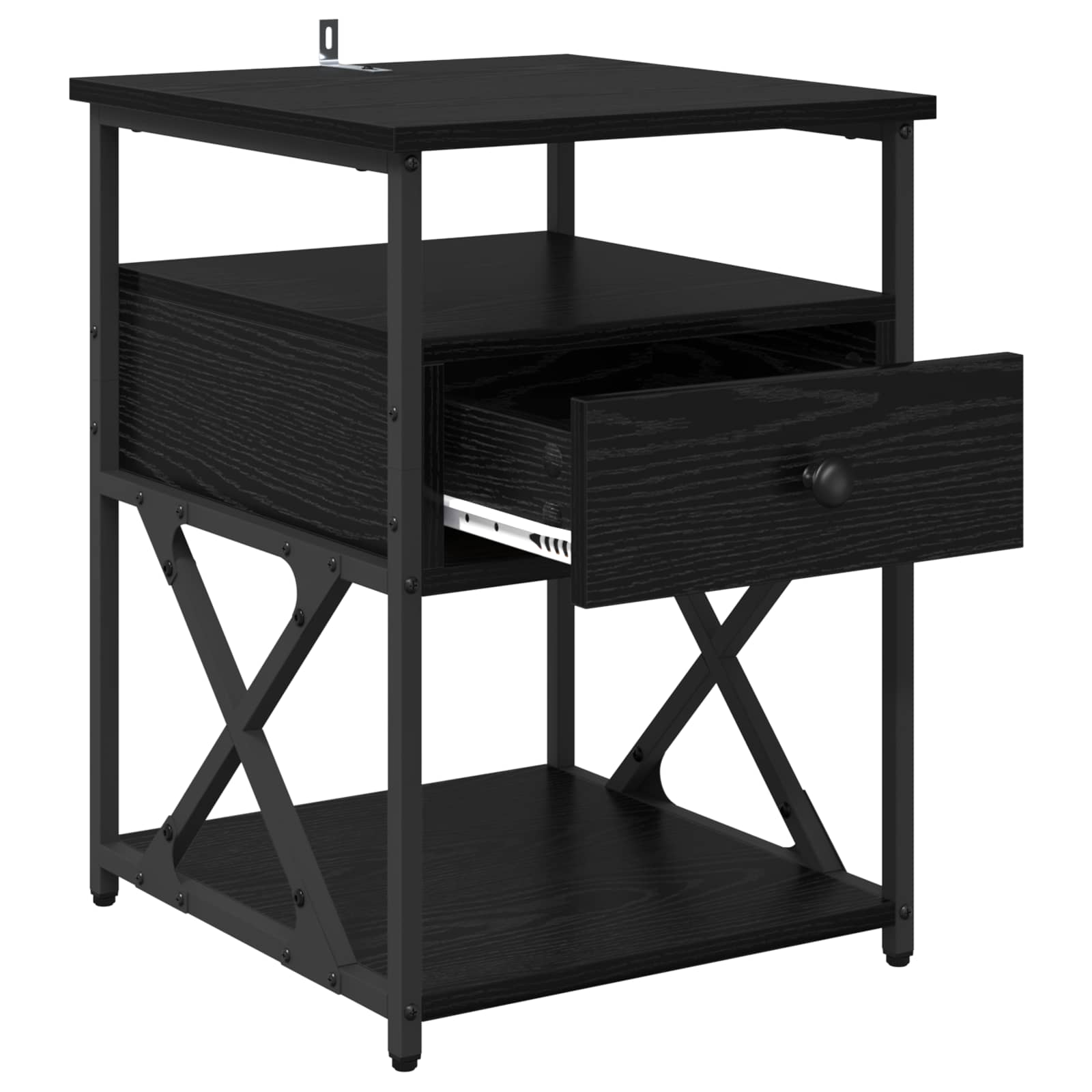 vidaXL Bedside Cabinet Black Oak 40 x 42 x 55 cm Engineered Wood 5