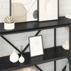 vidaXL Console Table Black Oak 160 x 30 x 75 cm Engineered Wood 4