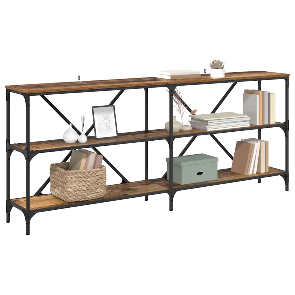 Console Table 180x30x75 cm Engineered Wood and Iron Old wood