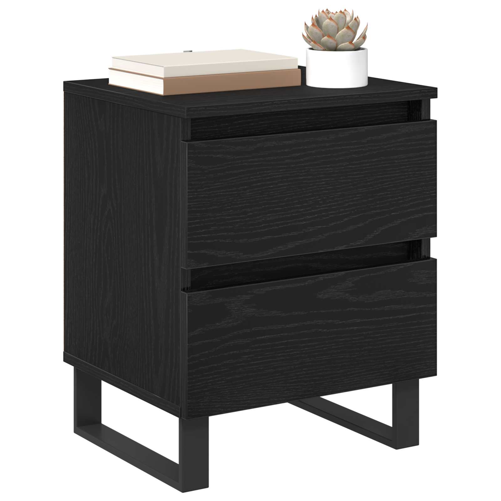 vidaXL Bedside Cabinet Black Oak 40 x 35 x 50 cm Engineered Wood 3