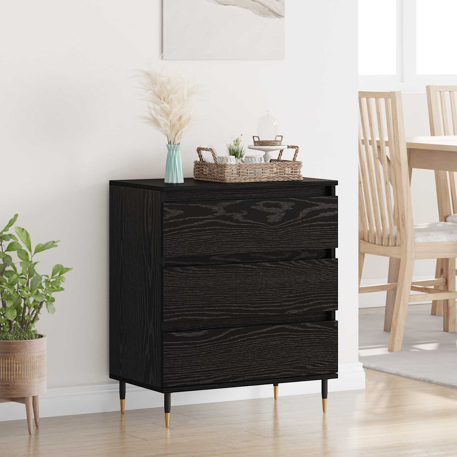 vidaXL Sideboard Black Oak 60 x 35 x 70 cm Engineered Wood 1