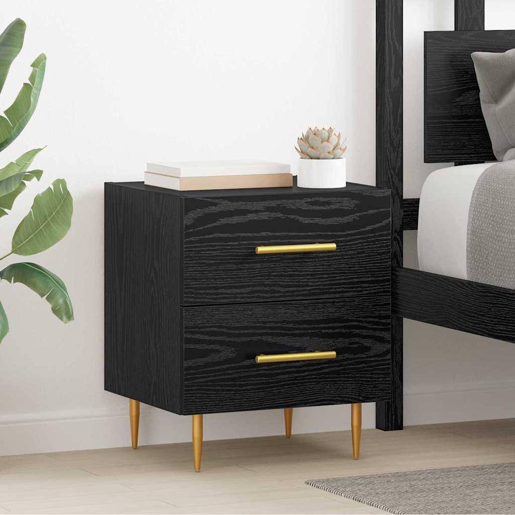 vidaXL Bedside Cabinet Black Oak 40 x 35 x 47.5 cm Engineered Wood 1