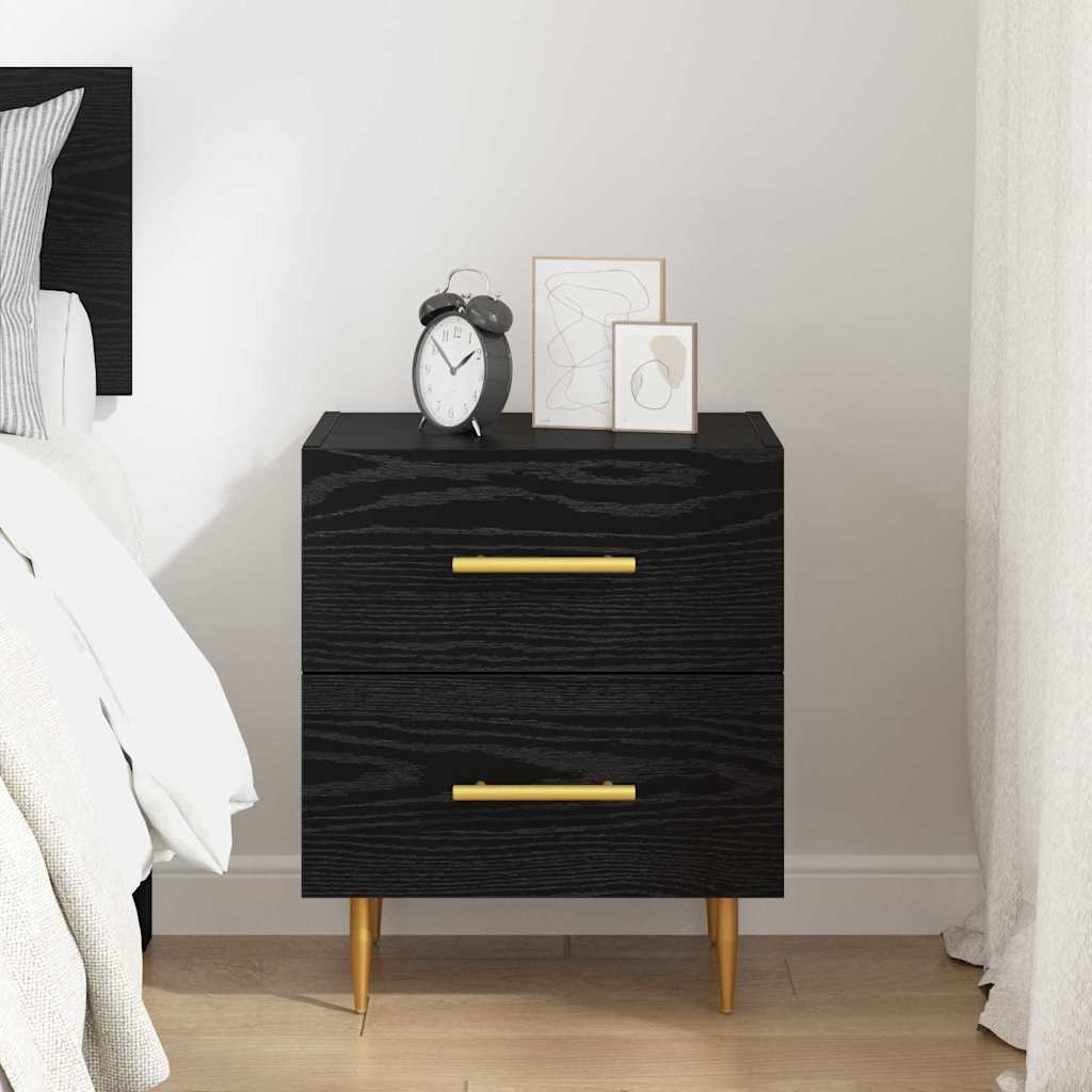 vidaXL Bedside Cabinet Black Oak 40 x 35 x 47.5 cm Engineered Wood 4