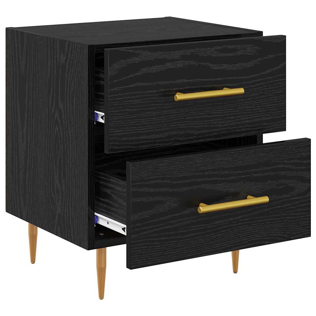 vidaXL Bedside Cabinet Black Oak 40 x 35 x 47.5 cm Engineered Wood 5
