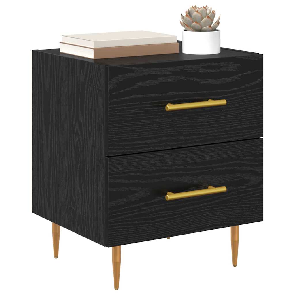 vidaXL Bedside Cabinet Black Oak 40 x 35 x 47.5 cm Engineered Wood 3