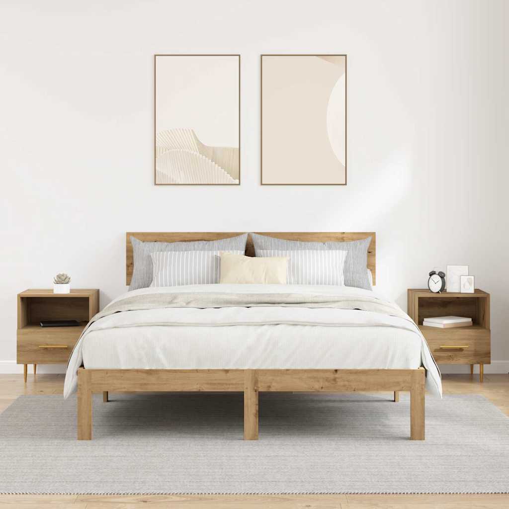 vidaXL Bedside Table 2 pcs Brown 40 x 35 x 47.5 cm Engineered Wood 4
