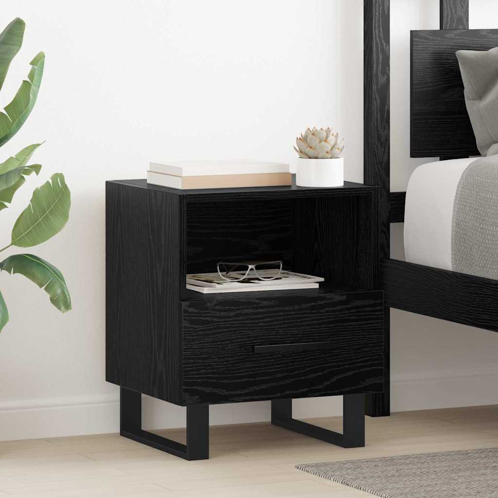 vidaXL Bedside Cabinet Black Oak 40 x 35 x 47.5 cm Engineered Wood 1