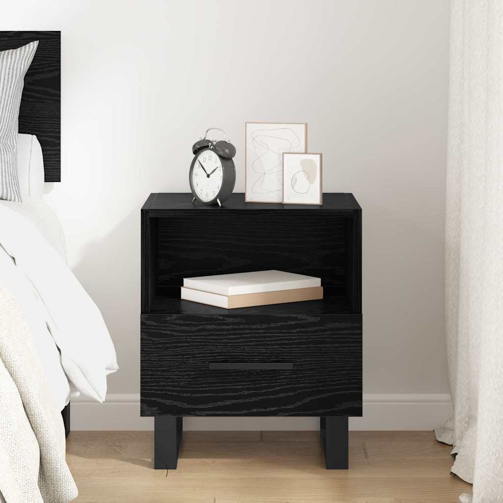 vidaXL Bedside Cabinet Black Oak 40 x 35 x 47.5 cm Engineered Wood 4