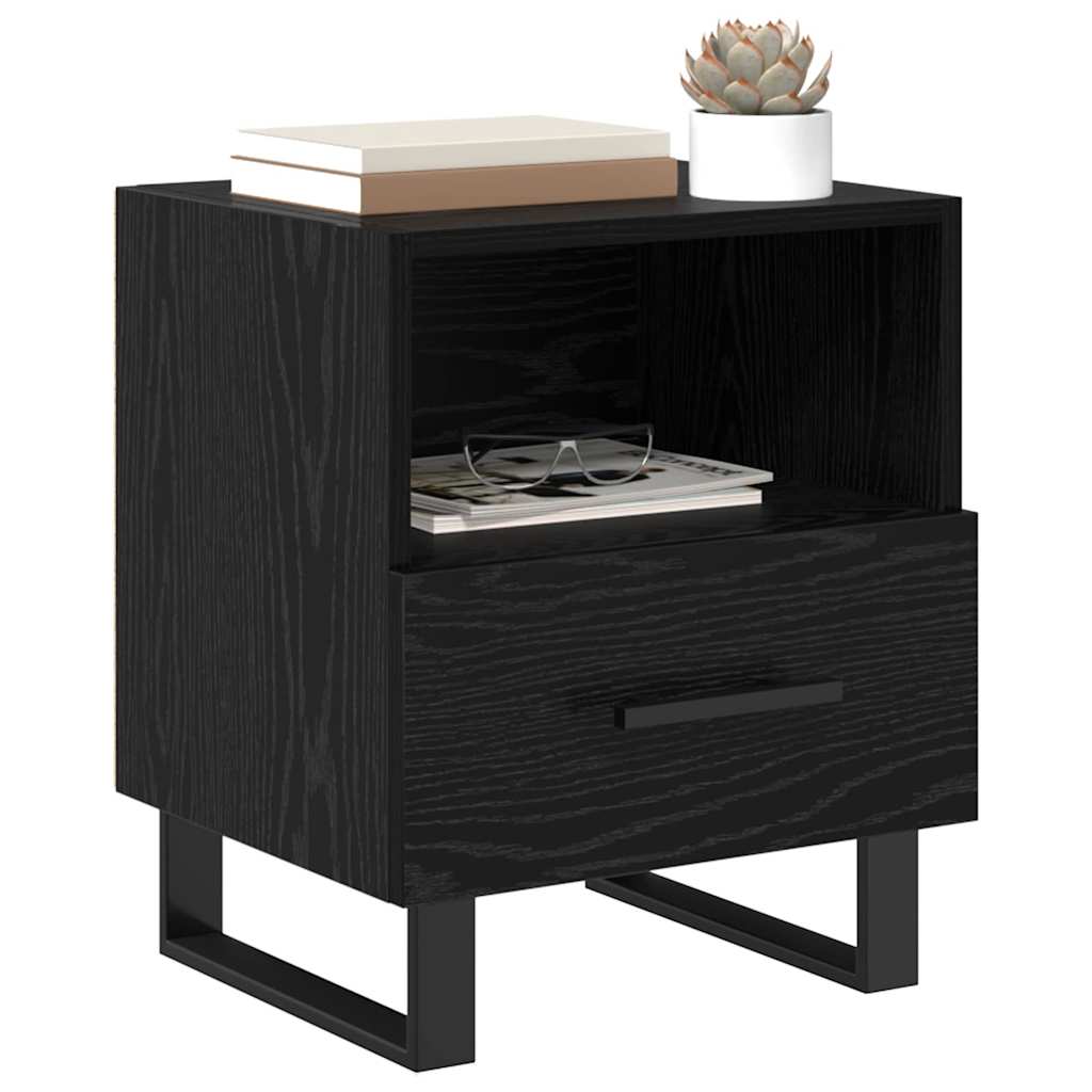 vidaXL Bedside Cabinet Black Oak 40 x 35 x 47.5 cm Engineered Wood 3