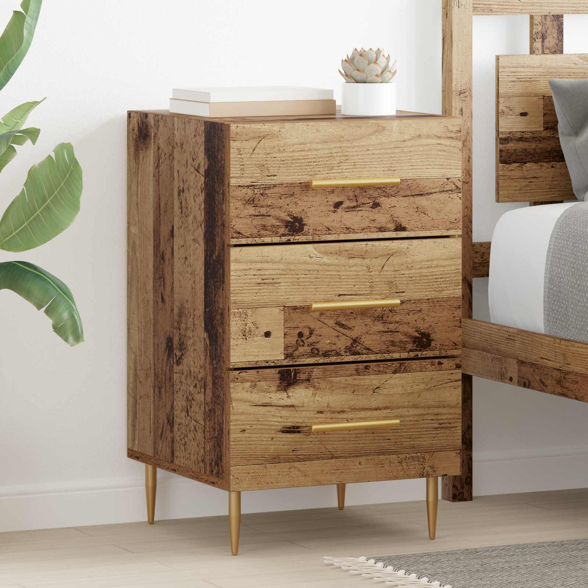 Bedside Cabinet 40x40x66 cm Engineered Wood Old wood