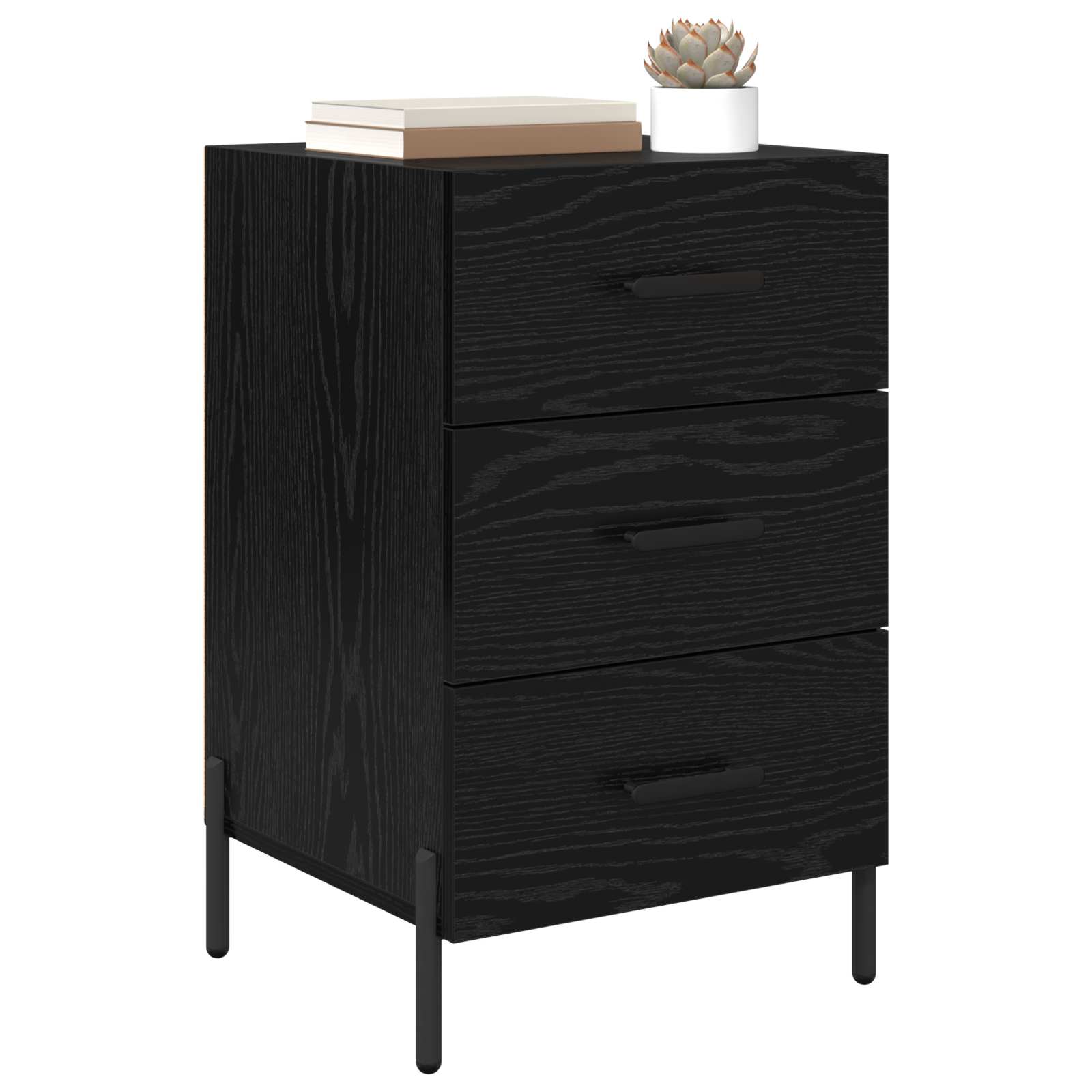 vidaXL Bedside Cabinet Black Oak 40 x 40 x 66 cm Engineered Wood 3