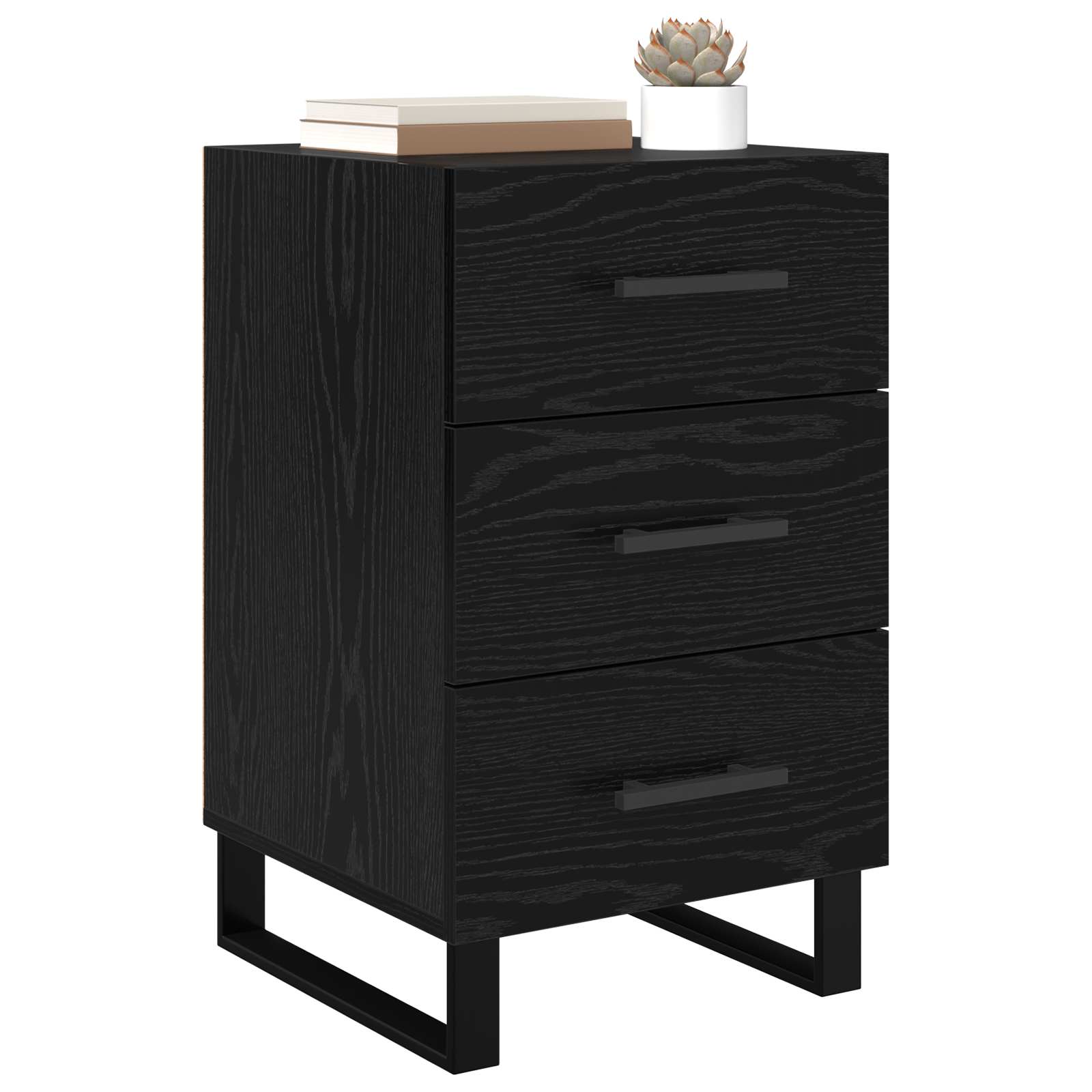 vidaXL Bedside Cabinet Black Oak 40 x 40 x 66 cm Engineered Wood 3