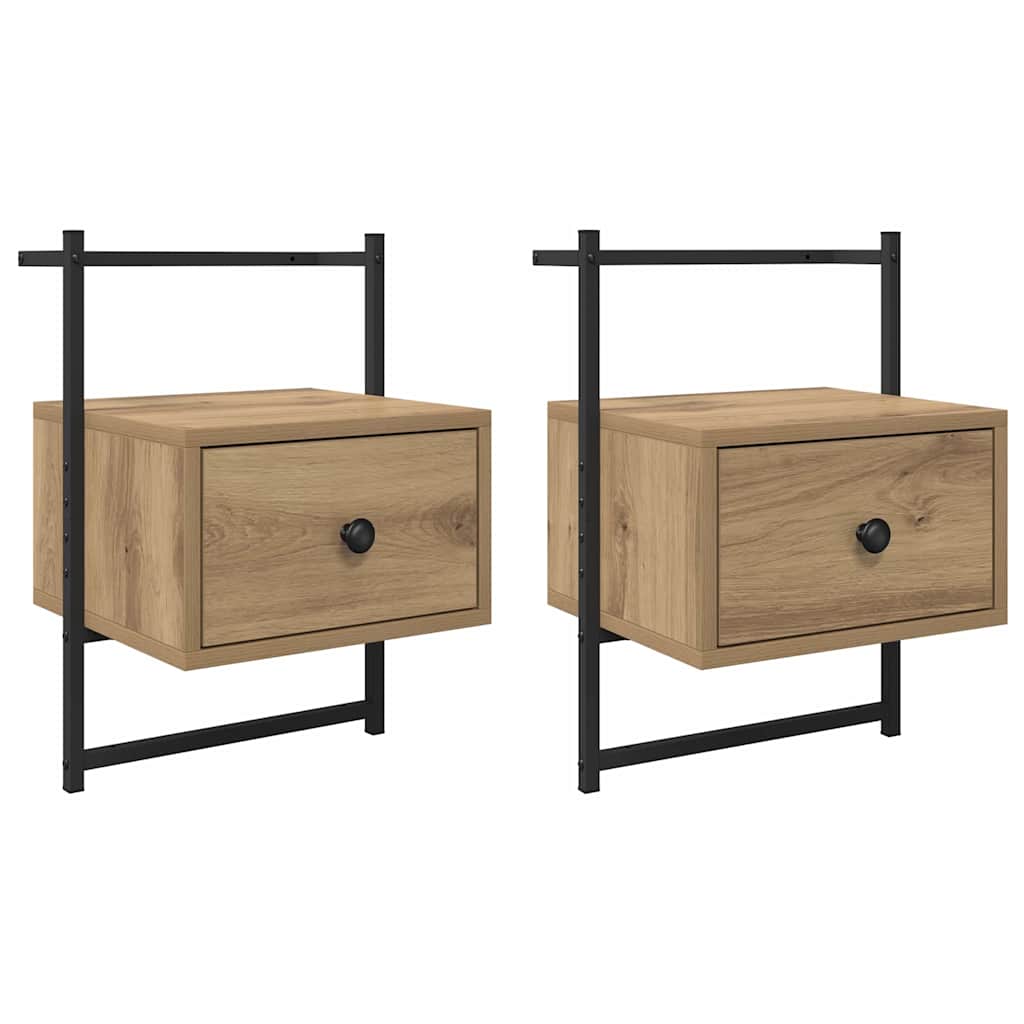 vidaXL Bedside Cabinet 2 pcs Artisan Oak 35 x 30 x 51 cm 2