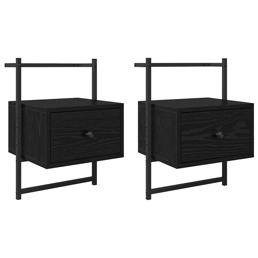 vidaXL Bedside Cabinet 2 pcs Black Oak 35 x 30 x 51 cm Engineered Wood 2