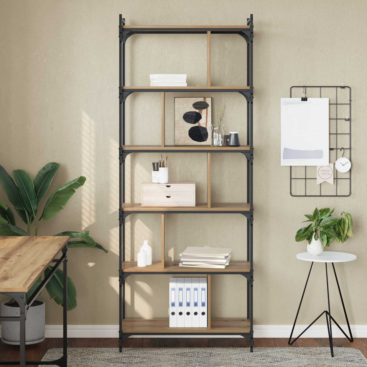 Bookcase 5-Tier 76 x 32 x Engineered Wood Height 192 cm Artisan oak