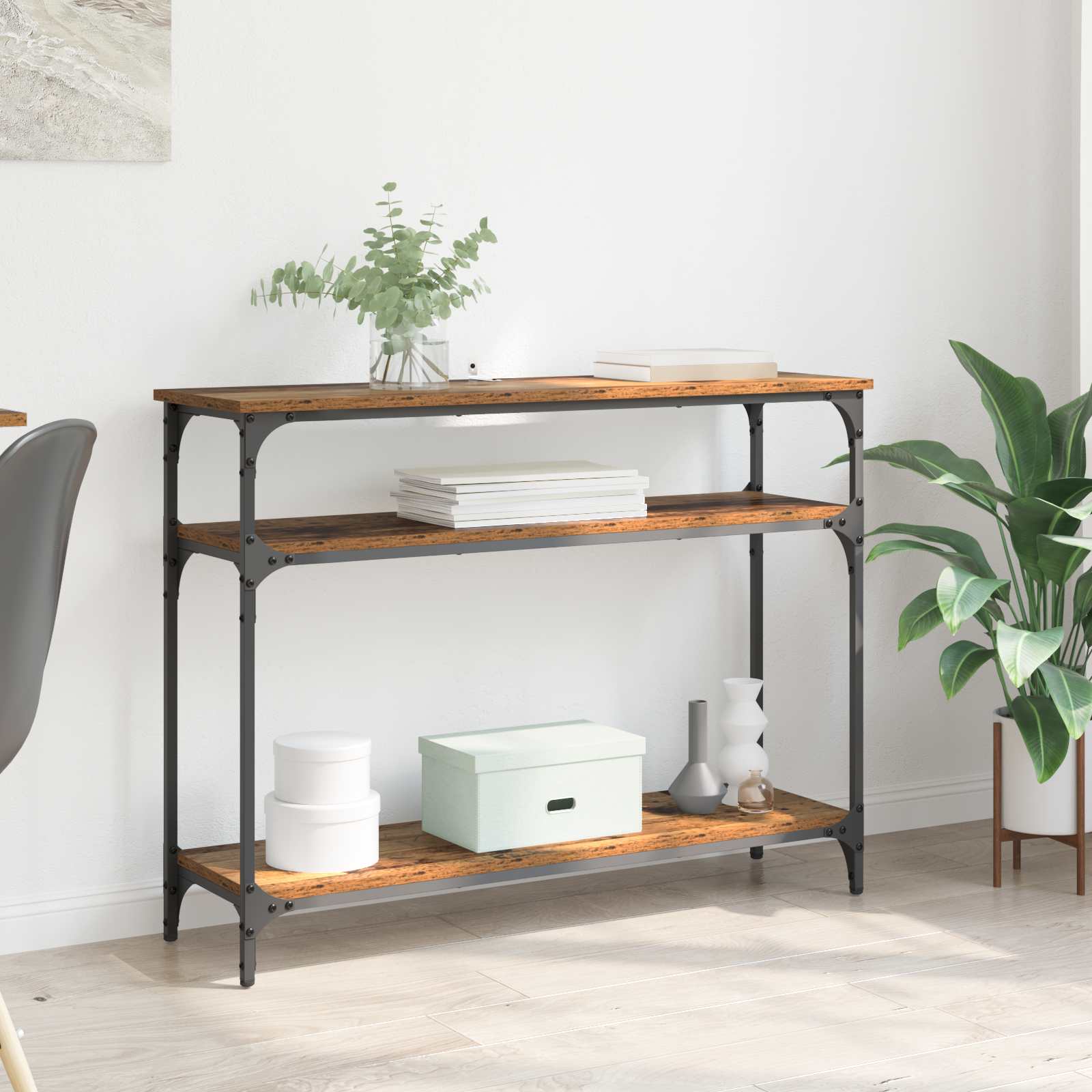 vidaXL Console Table Old Wood 100 x 29 x 75 cm Engineered Wood 1