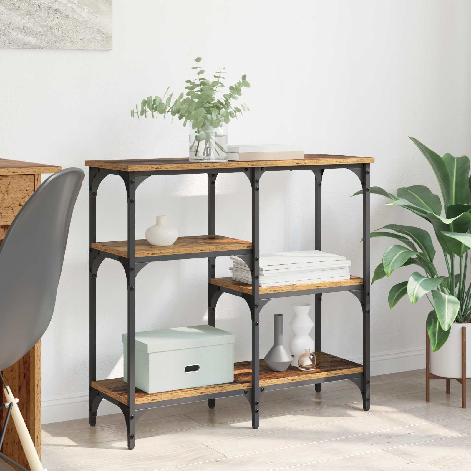 vidaXL Console Table Old Wood 80 x 29 x 75 cm Engineered Wood 1