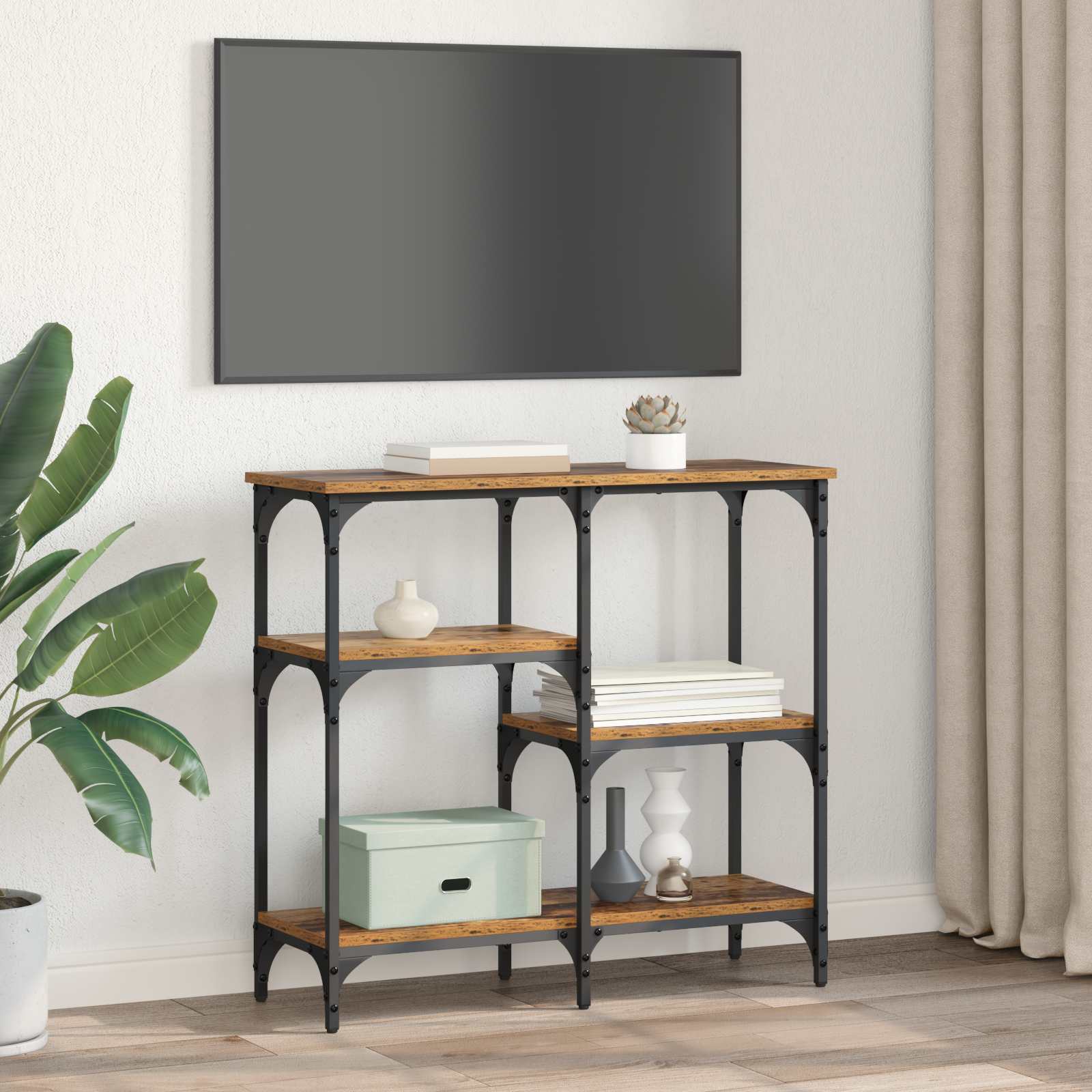 vidaXL Console Table Old Wood 80 x 29 x 75 cm Engineered Wood 4