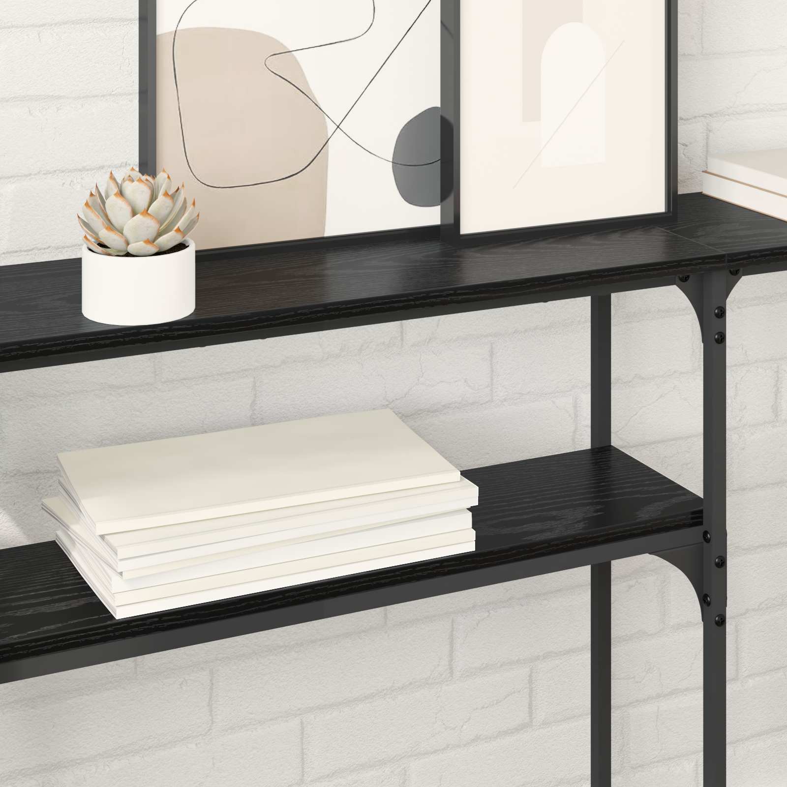 vidaXL ConsoleTable Black Oak 146 x 22.5 x 75 cm Engineered Wood 4
