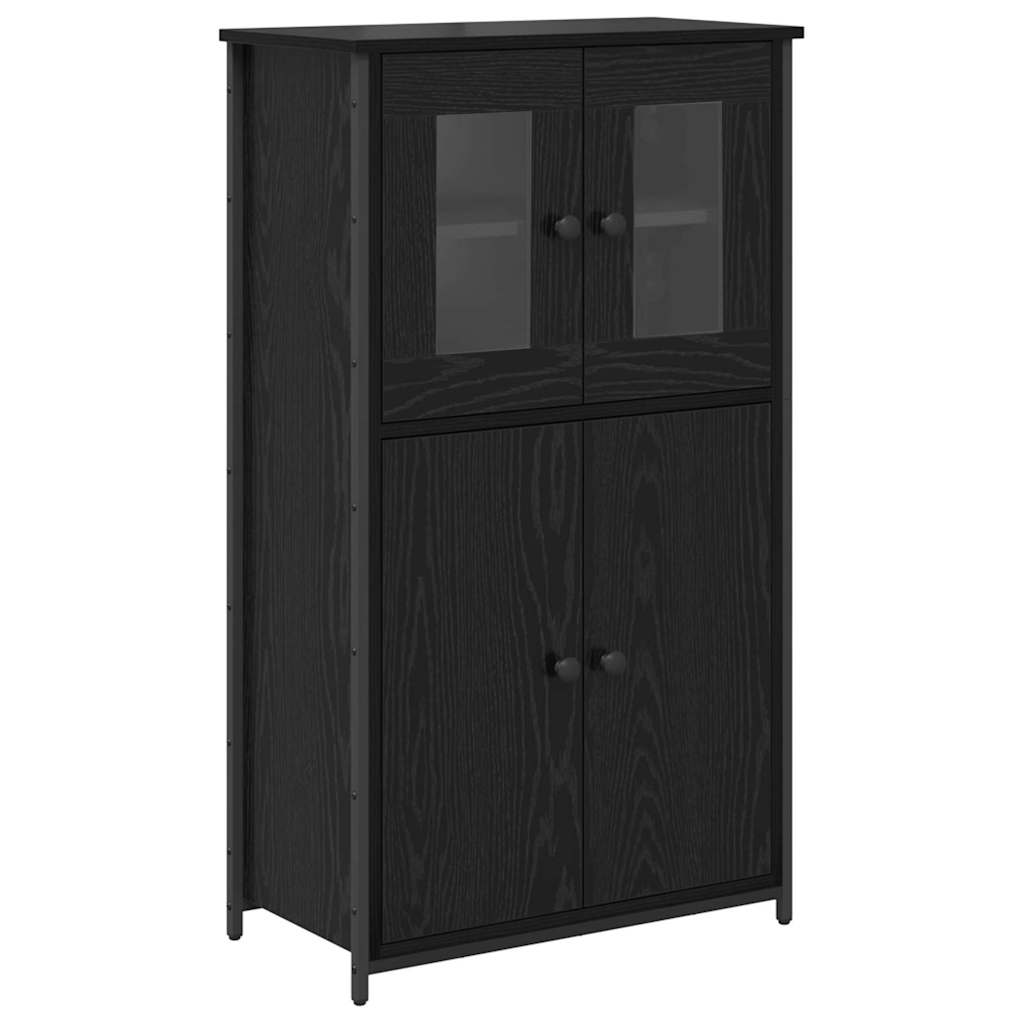 vidaXL Highboard Black Oak 62 x 32 x 106.5 cm Engineered Wood 2