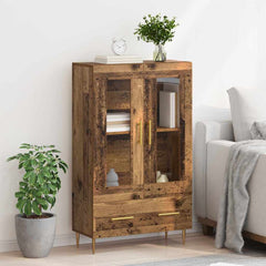 vidaXL Highboard Old Wood 69.5 x 31 x 115 cm Engineered Wood and Glass 4