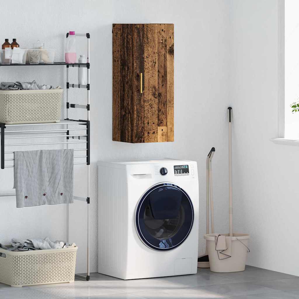 vidaXL Wall Mounted Cabinet Old Wood 34.5 x 34 x 90 cm Engineered Wood 1