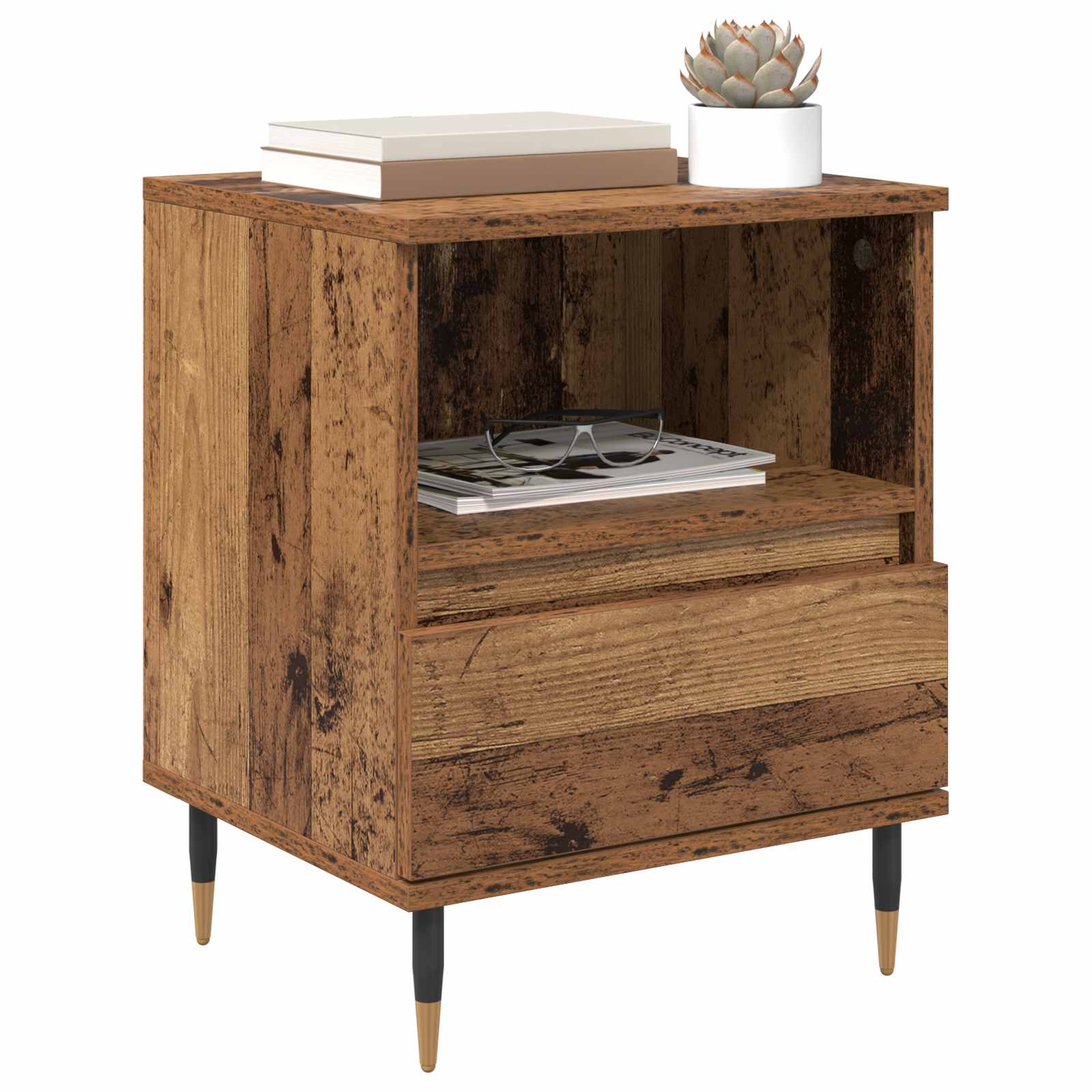 vidaXL Bedside Cabinet Old Wood 40 x 35 x 50 cm Engineered Wood 3