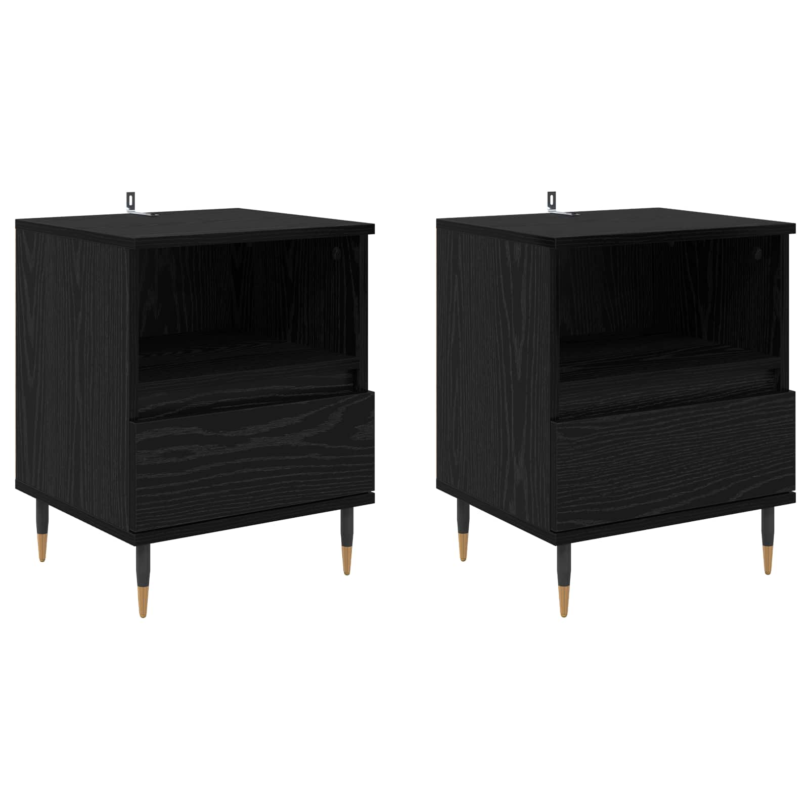 vidaXL Bedside Cabinet 2 pcs Black Oak 40 x 35 x 50 cm Engineered Wood 2