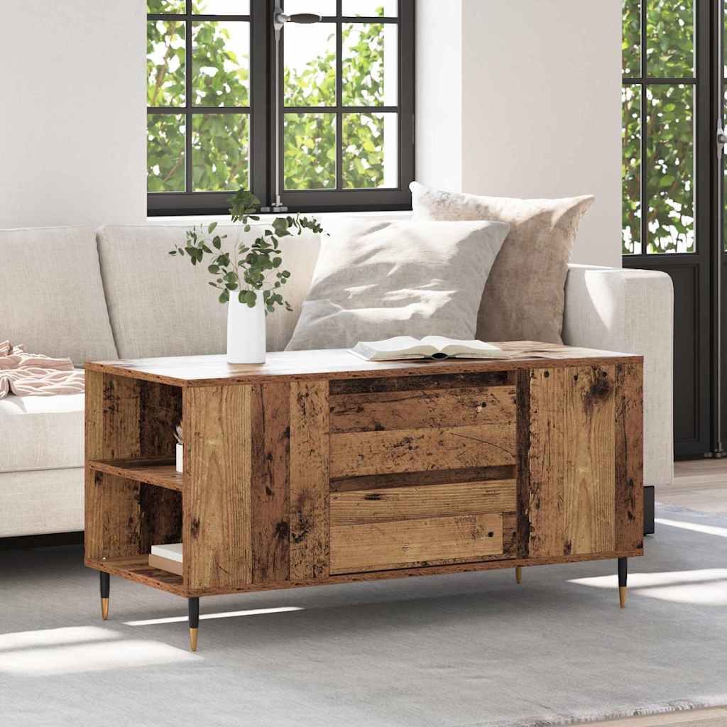 vidaXL Coffee Table Old Wood 102 x 44.5 x 50 cm Engineered Wood 1