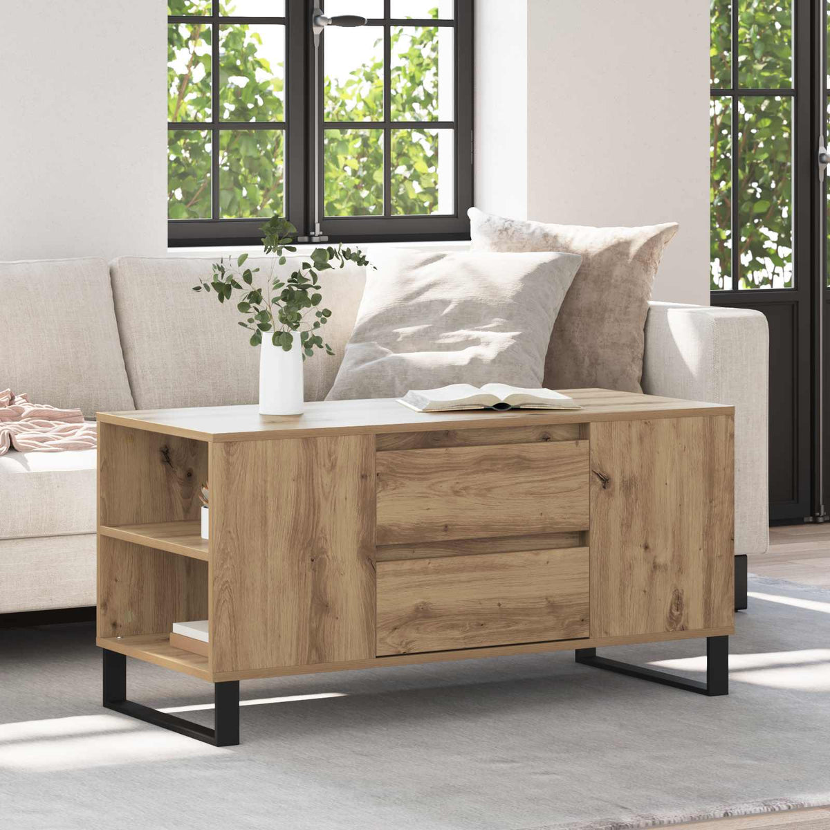 Coffee Table 102x44,5x50 cm Engineered Wood Artisan oak