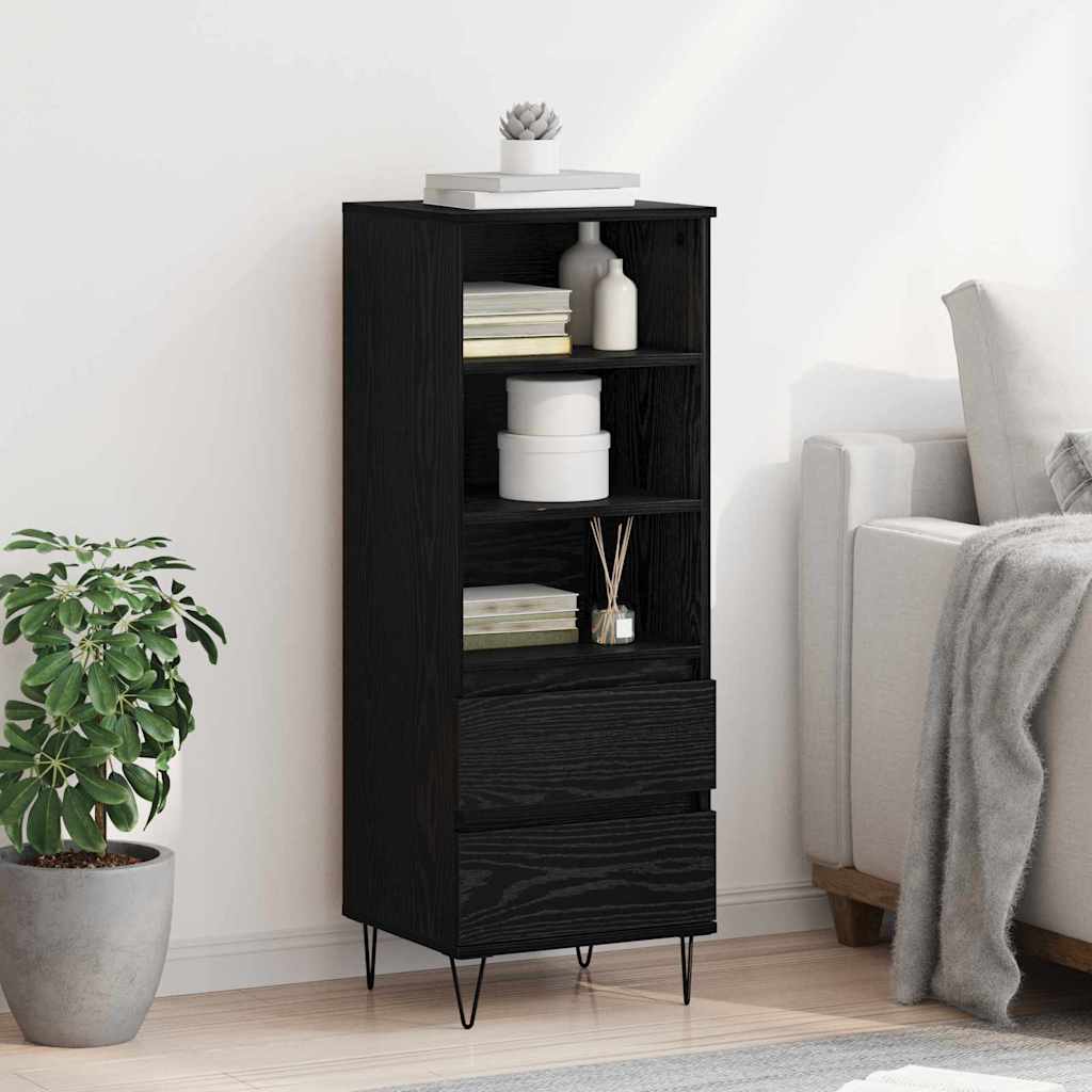 vidaXL Highboard Black Oak 40 x 36 x 110 cm Engineered Wood 4