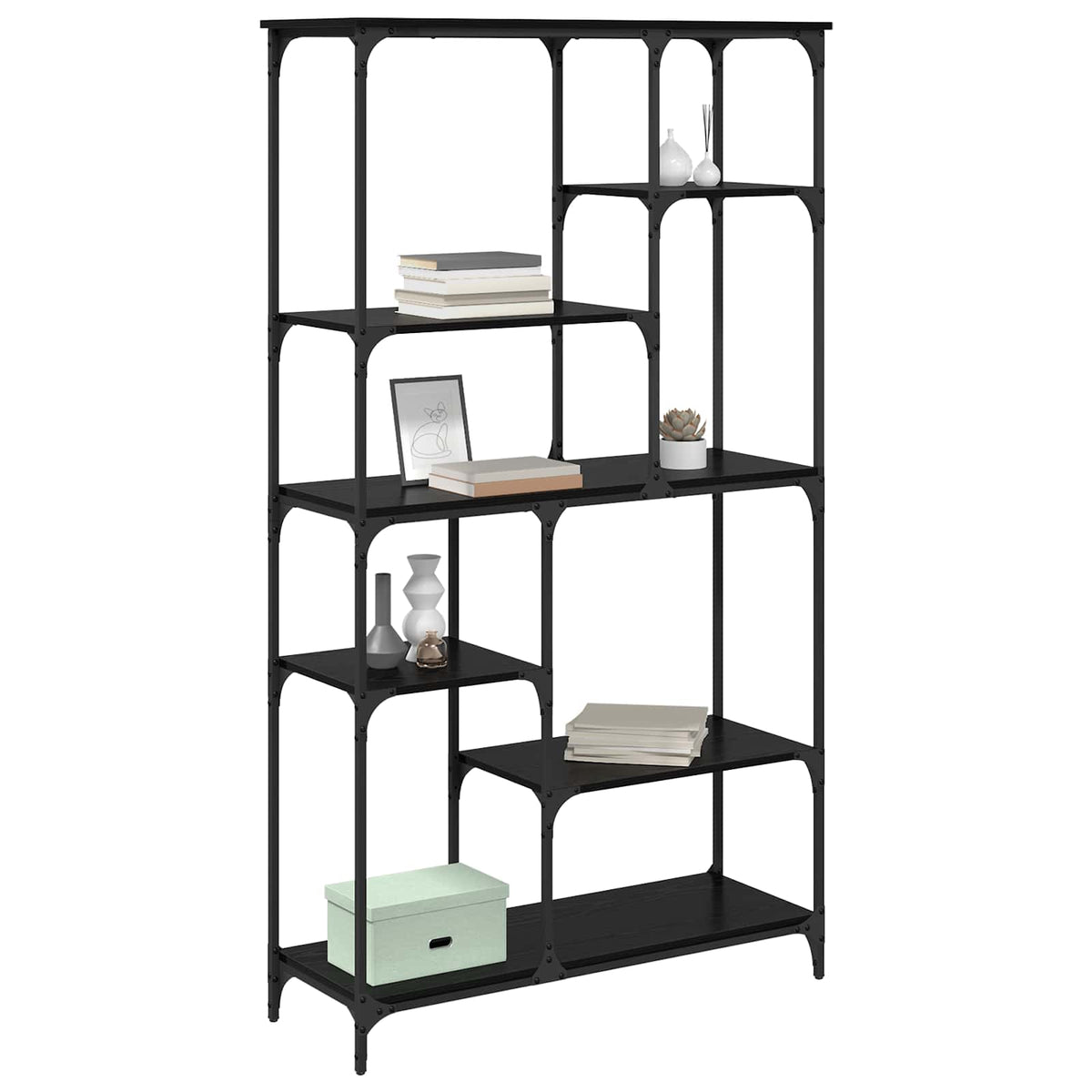 Bookshelf 99x35.5x176 cm Engineered Wood and Steel Black oak